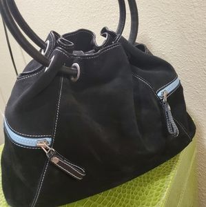 Cole Haan black women suede handbag